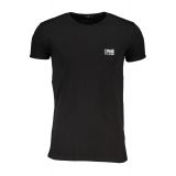 CAVALLI CLASS Ανδρικό Κοντομάνικο T-shirt με Λογότυπο Μαύρο, QXO03AJD003