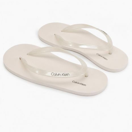 CALVIN KLEIN Γυναικείες Λευκές Σαγιονάρες με Λογότυπο HW0HW02956