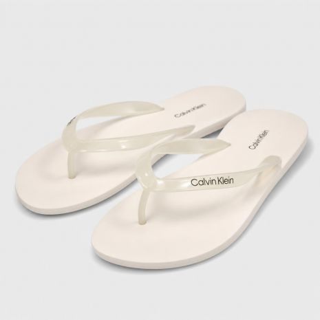 CALVIN KLEIN Γυναικείες Λευκές Σαγιονάρες με Λογότυπο HW0HW02956